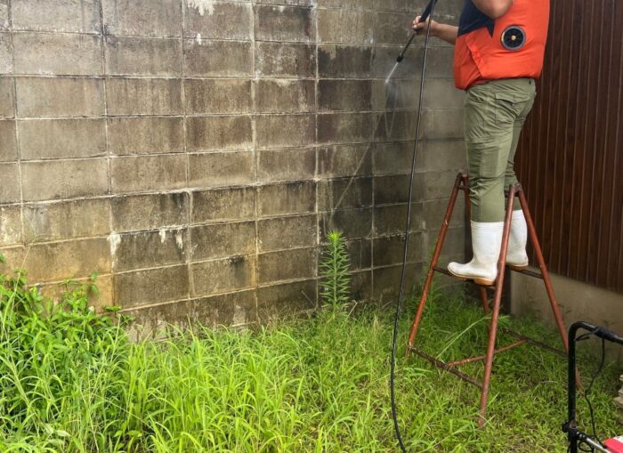 豊岡市　K様　ブロック塀のクリーニング